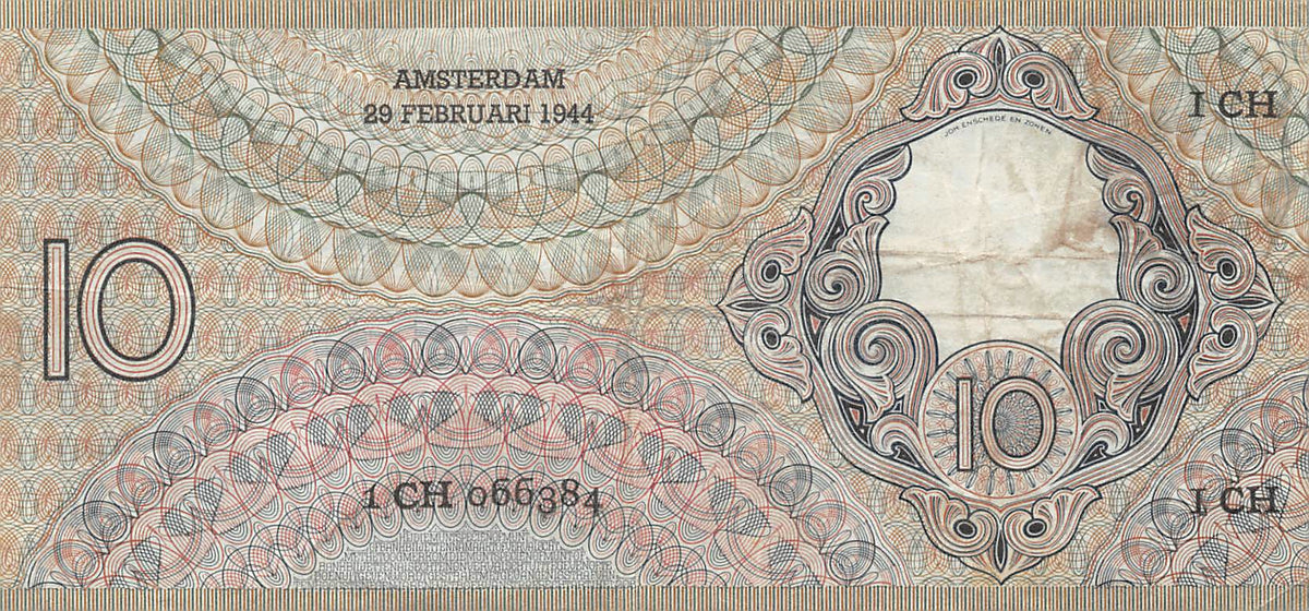 P-059a Nederland 10 Gulden 1943-1944 Staalmeester
