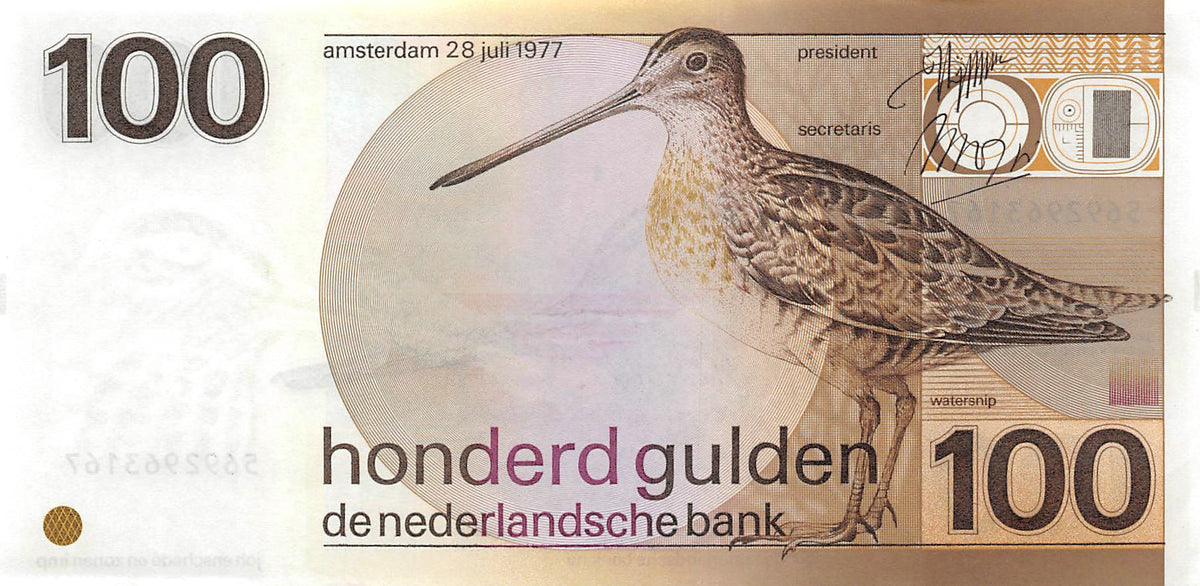P-097a Nederland 100 Gulden 1977 Snip