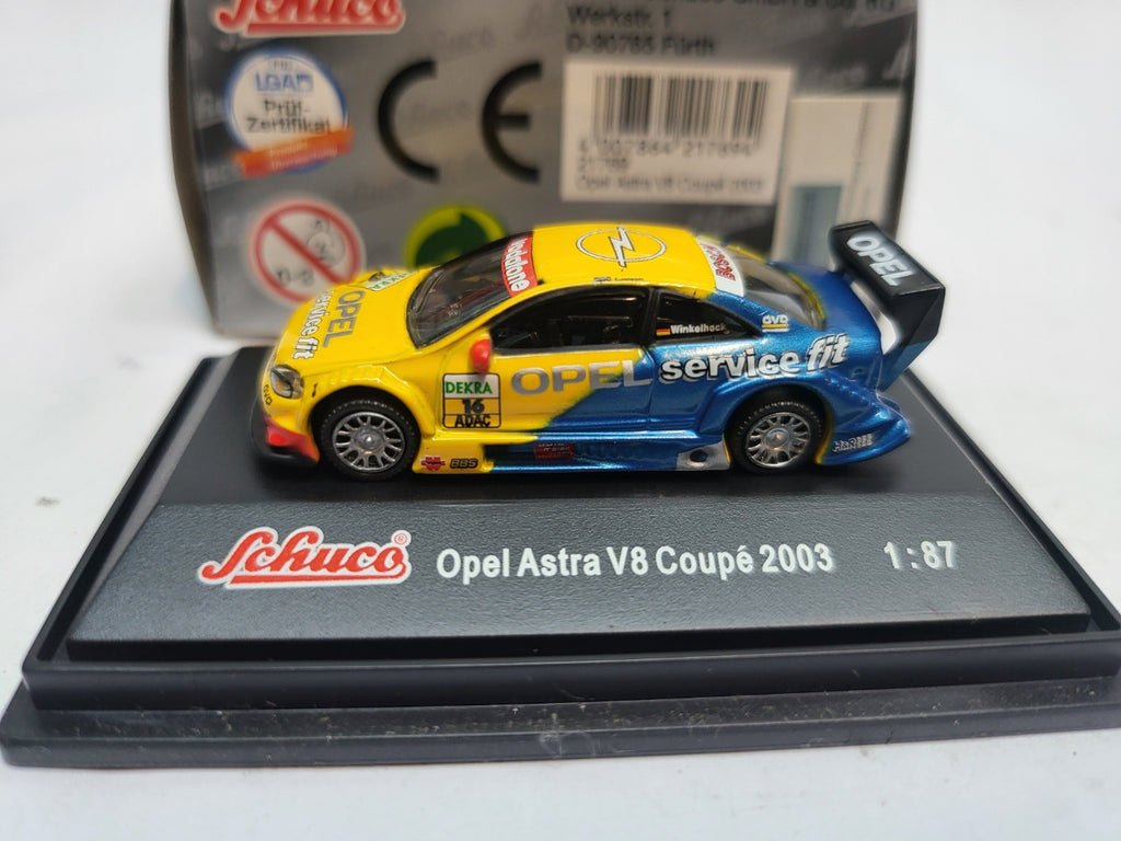 Opel Astra V8 Coupé Geel/Blauw 2003 Joachim "Smokin" Jo Winkelhock - Schuco 1:87