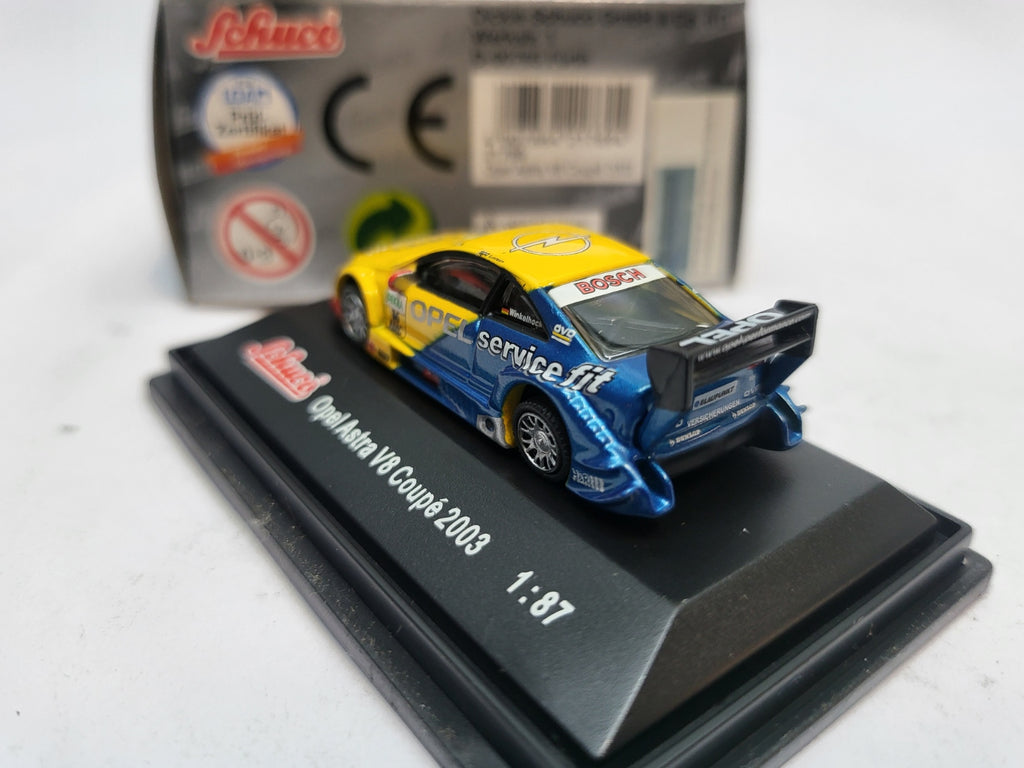 Opel Astra V8 Coupé Geel/Blauw 2003 Joachim "Smokin" Jo Winkelhock - Schuco 1:87