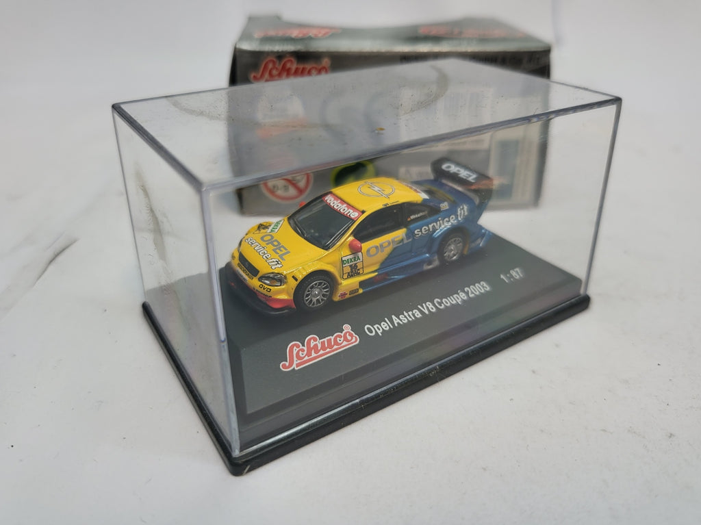 Opel Astra V8 Coupé Geel/Blauw 2003 Joachim "Smokin" Jo Winkelhock - Schuco 1:87