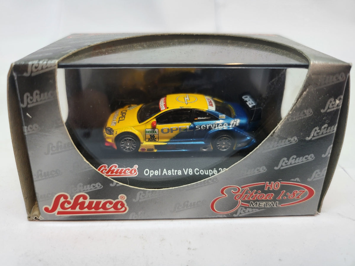 Opel Astra V8 Coupé Geel/Blauw 2003 Joachim "Smokin" Jo Winkelhock - Schuco 1:87