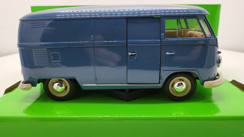 Welly: Volkswagen T1 Bus VAN Blauw 1963 - Schaal 1:24
