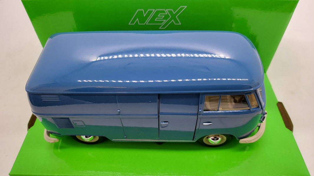 Welly: Volkswagen T1 Bus VAN Blauw 1963 - Schaal 1:24