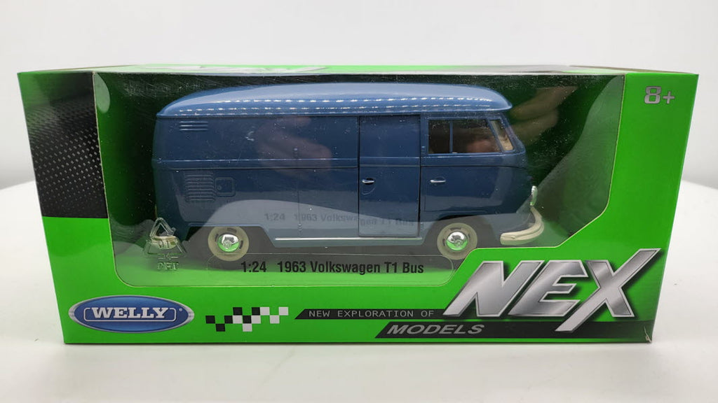 Welly: Volkswagen T1 Bus VAN Blauw 1963 - Schaal 1:24