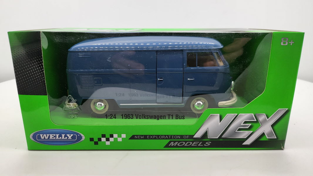 Welly: Volkswagen T1 Bus VAN Blauw 1963 - Schaal 1:24