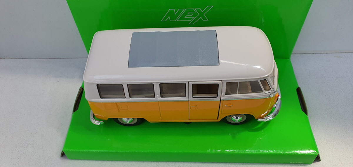 Welly: Volkswagen T1 Spijlbus Wit/Geel - Schaal 1:24