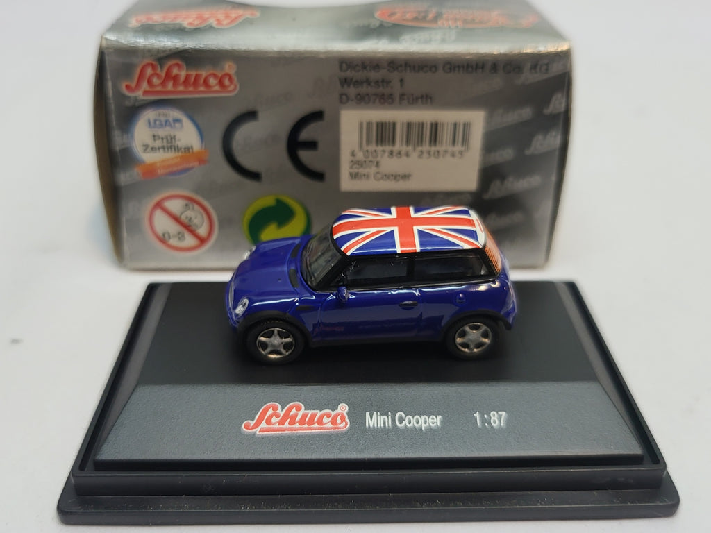 Mini Cooper Union Jack Blauw - Schuco 1:87