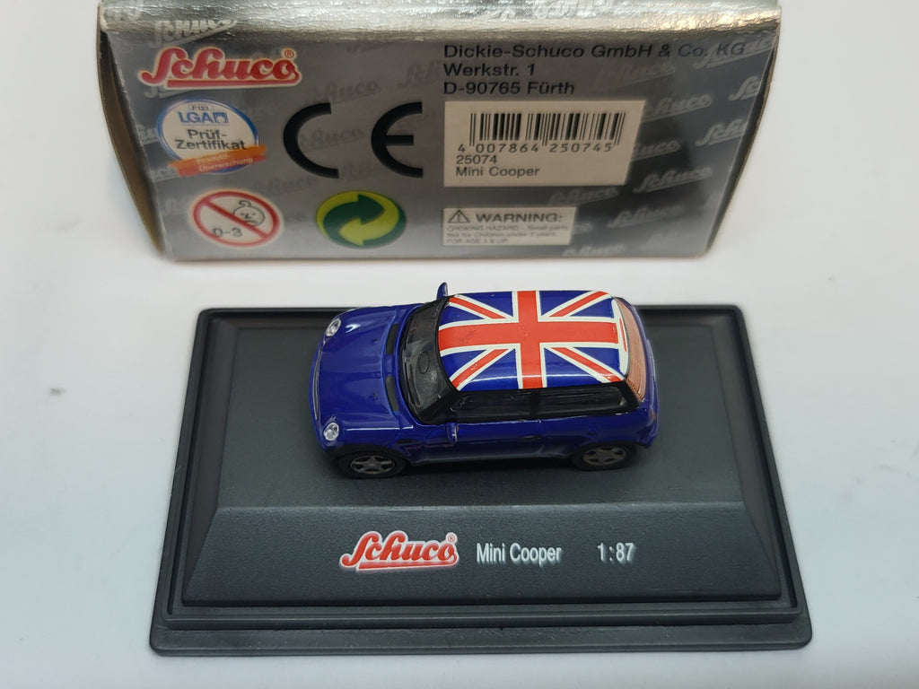 Mini Cooper Union Jack Blauw - Schuco 1:87