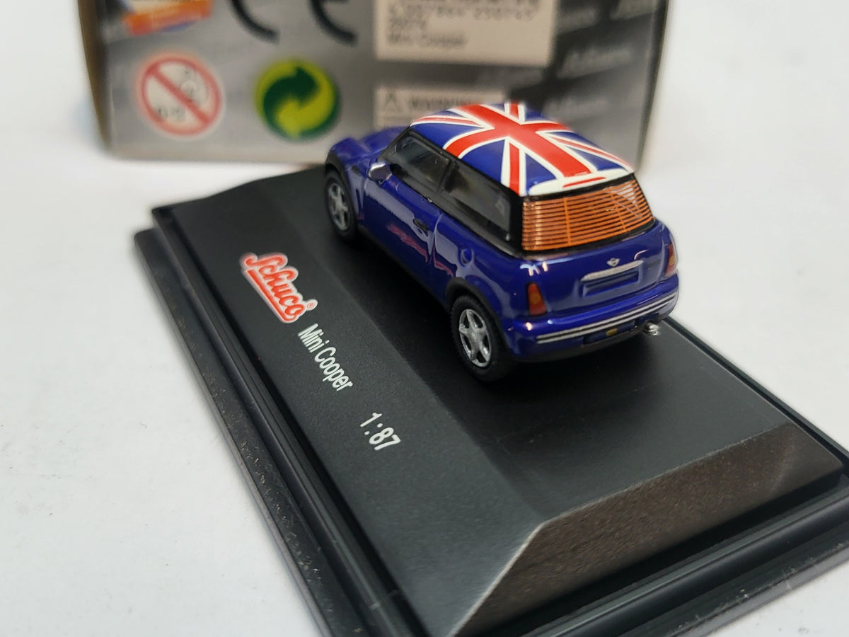 Mini Cooper Union Jack Blauw - Schuco 1:87