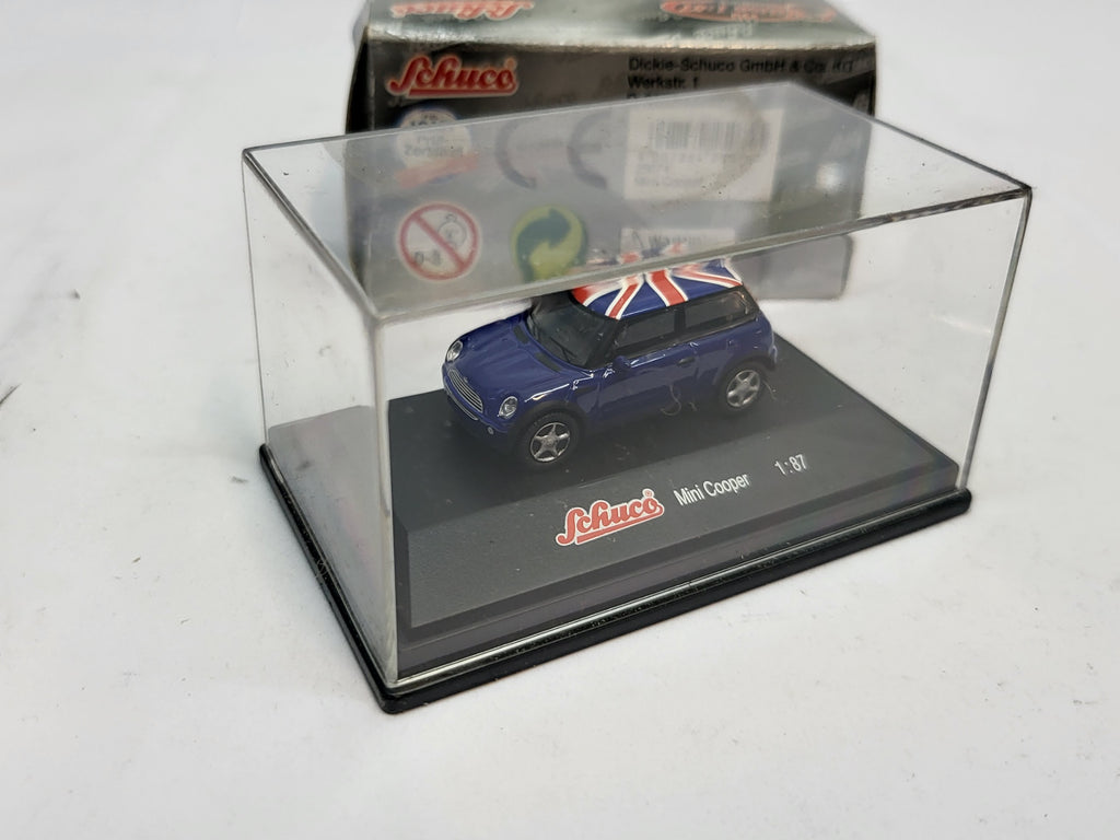 Mini Cooper Union Jack Blauw - Schuco 1:87