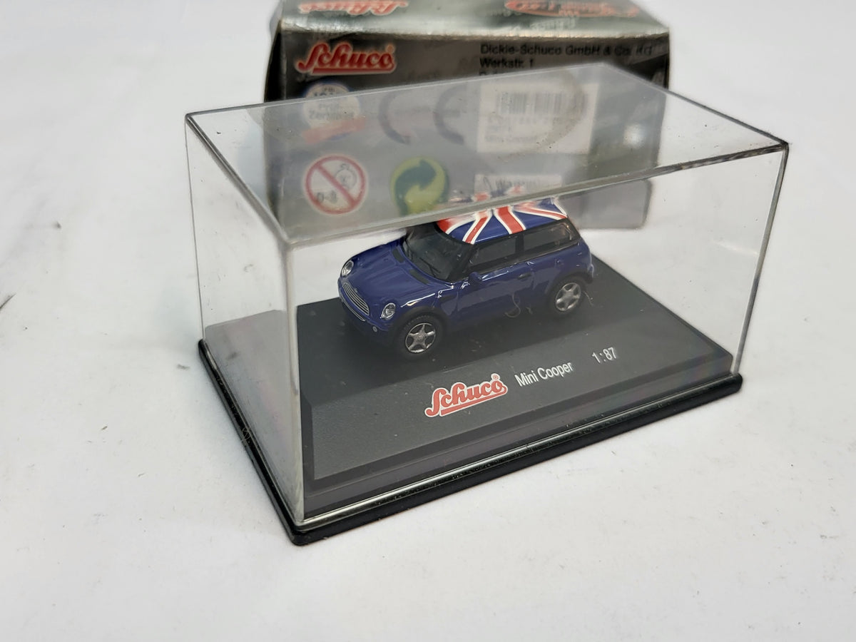 Mini Cooper Union Jack Blauw - Schuco 1:87