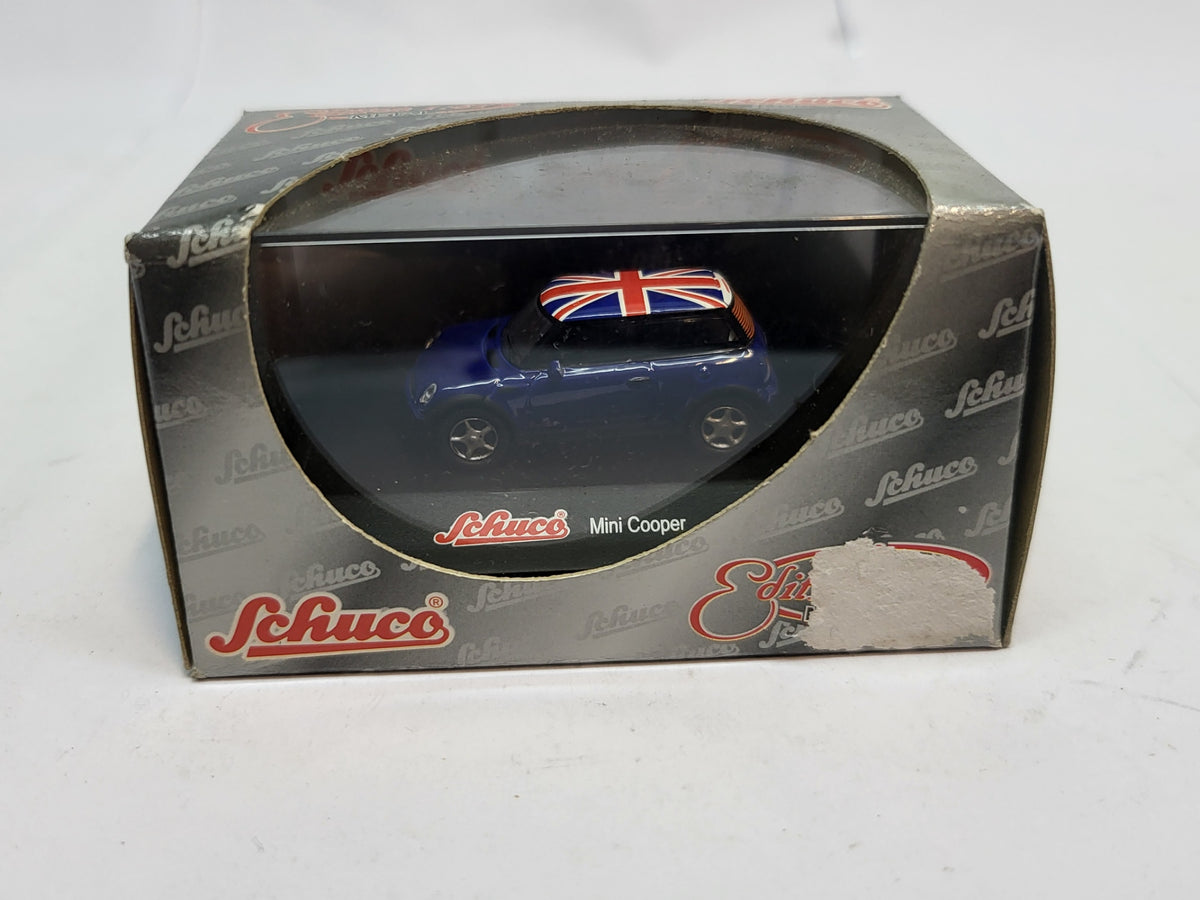 Mini Cooper Union Jack Blauw - Schuco 1:87