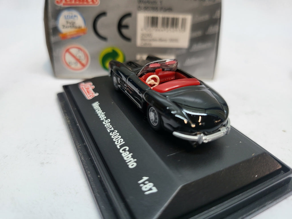 Mercedes-Benz 300SL Cabriolet Zwart/Rood - Schuco 1:87