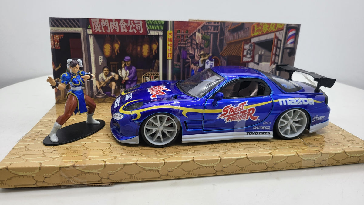 Mazda RX-7 Chun-Li Street Fighter Blauw 1993 - Jada Toys 1:24