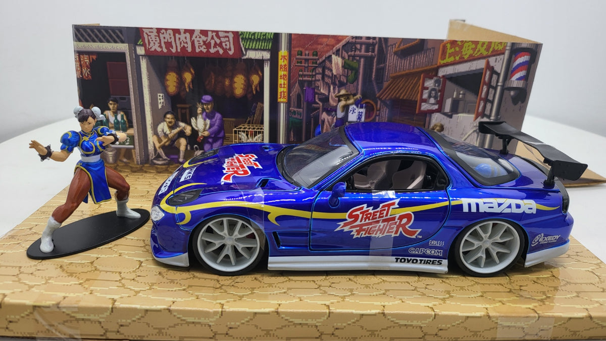 Mazda RX-7 Chun-Li Street Fighter Blauw 1993 - Jada Toys 1:24