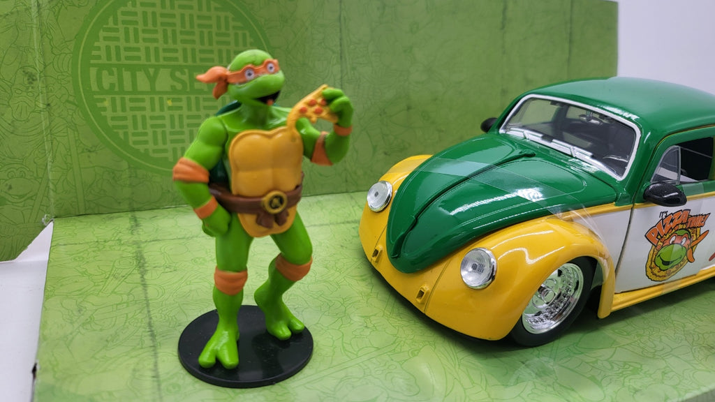 Jada Toys Volkswagen Drag Beetle Ninja Turtle Michelangelo Oranje 1959 - Schaal 1:24