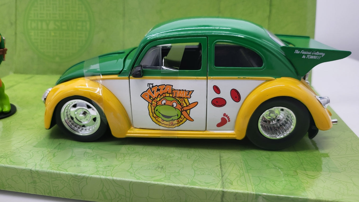 Jada Toys Volkswagen Drag Beetle Ninja Turtle Michelangelo Oranje 1959 - Schaal 1:24