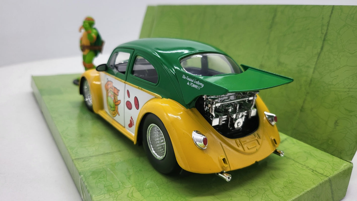 Jada Toys Volkswagen Drag Beetle Ninja Turtle Michelangelo Oranje 1959 - Schaal 1:24
