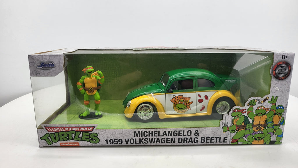 Jada Toys Volkswagen Drag Beetle Ninja Turtle Michelangelo Oranje 1959 - Schaal 1:24