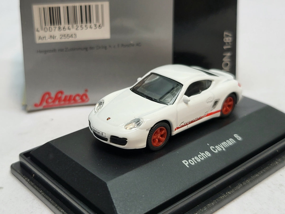 Porsche Cayman S Wit/Rood - Schuco 1:87