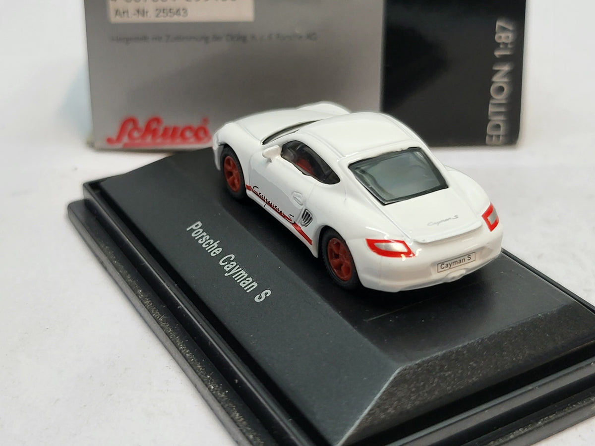 Porsche Cayman S Wit/Rood - Schuco 1:87