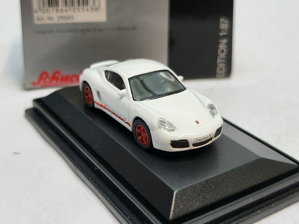 Porsche Cayman S Wit/Rood - Schuco 1:87