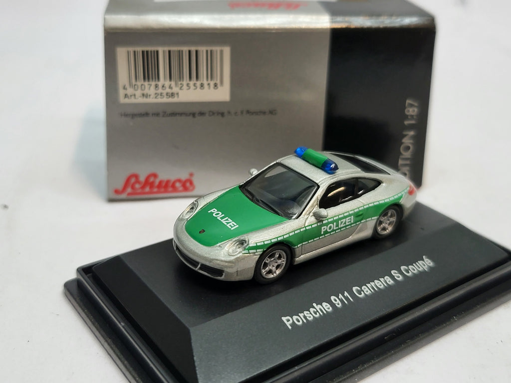 Porsche 911 Carrera S Coupé Polizei Groen/Grijs - Schuco 1:87