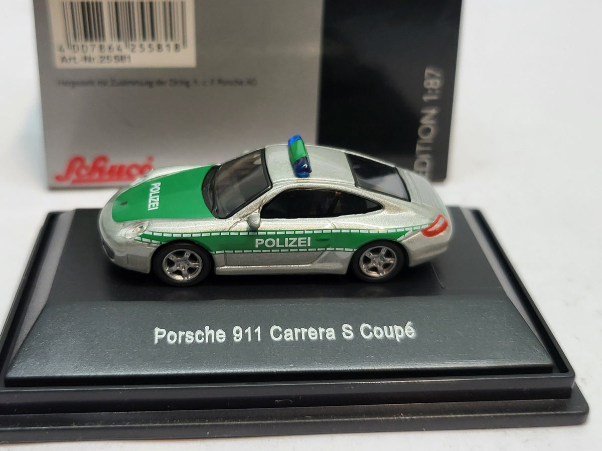 Porsche 911 Carrera S Coupé Polizei Groen/Grijs - Schuco 1:87