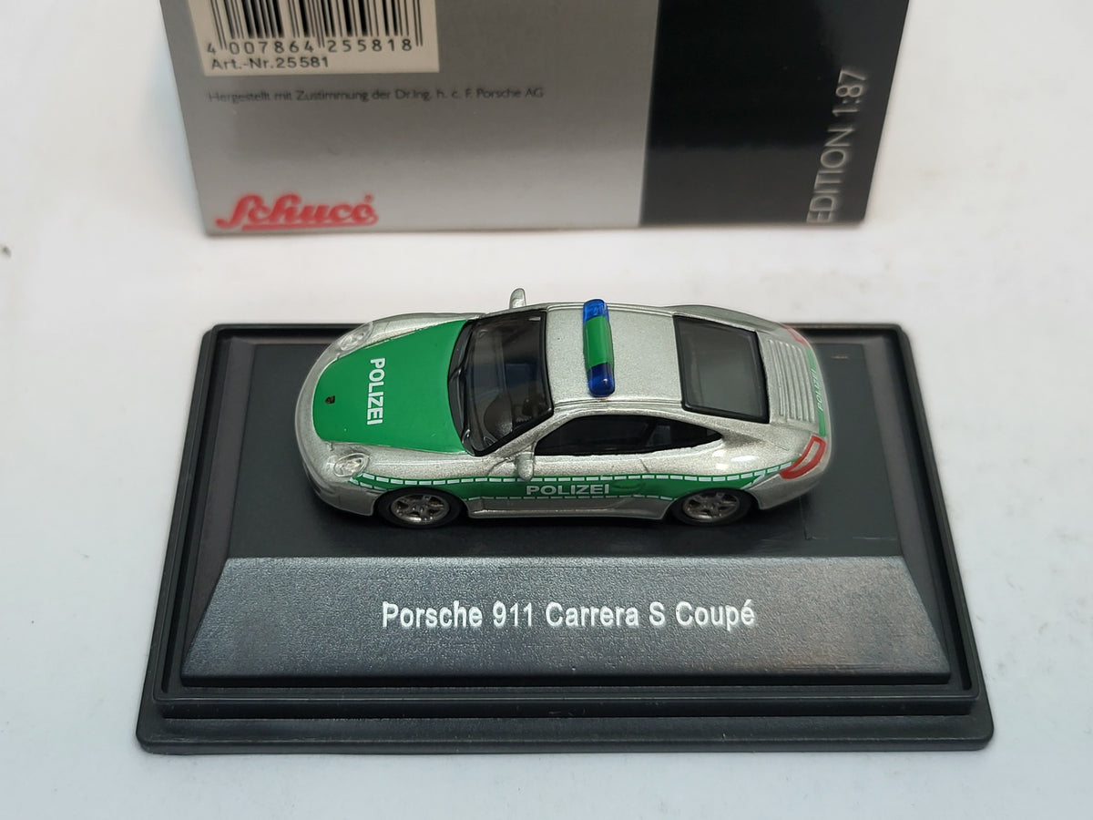 Porsche 911 Carrera S Coupé Polizei Groen/Grijs - Schuco 1:87