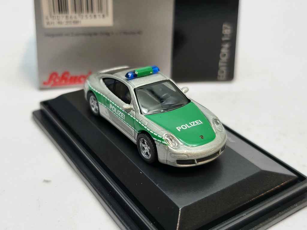 Porsche 911 Carrera S Coupé Polizei Groen/Grijs - Schuco 1:87