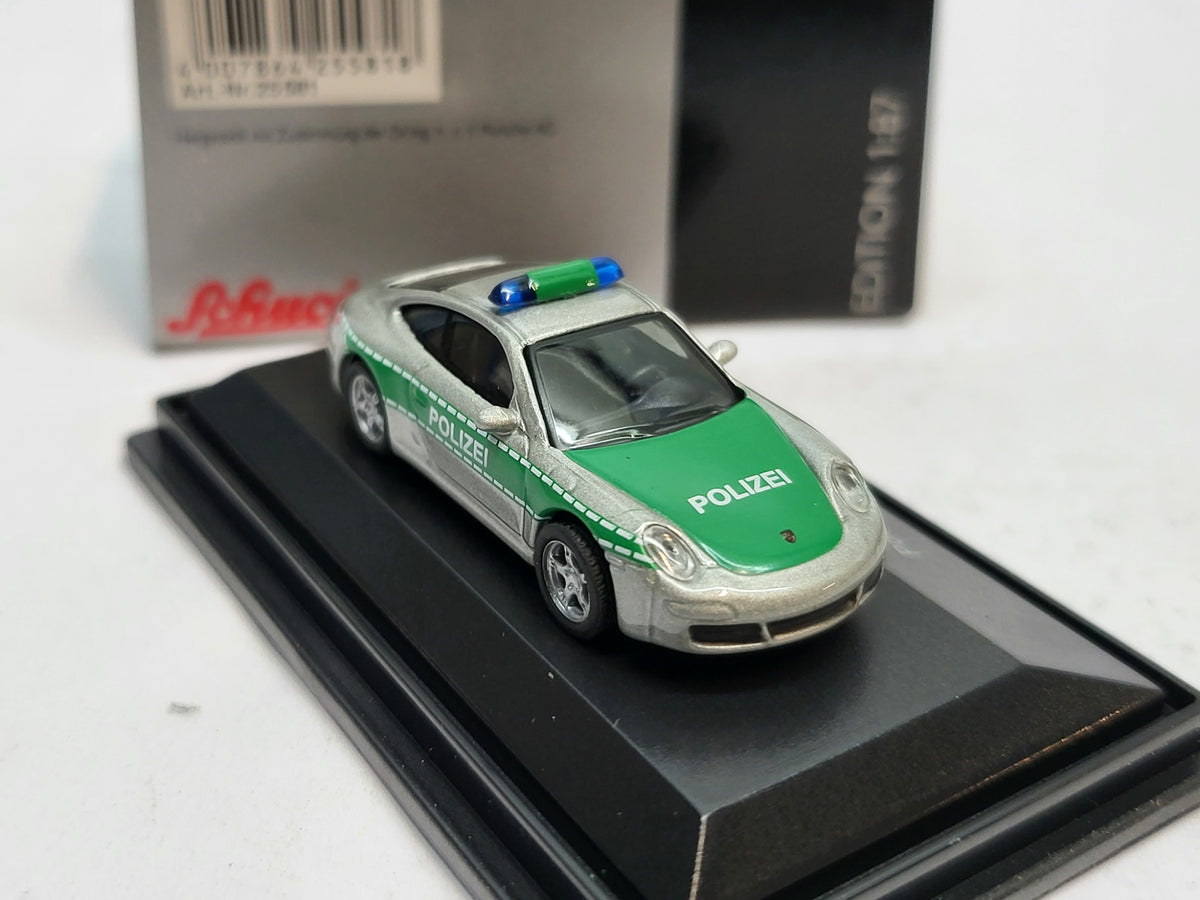 Porsche 911 Carrera S Coupé Polizei Groen/Grijs - Schuco 1:87