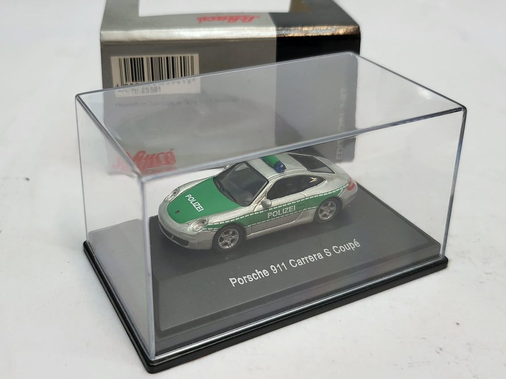 Porsche 911 Carrera S Coupé Polizei Groen/Grijs - Schuco 1:87