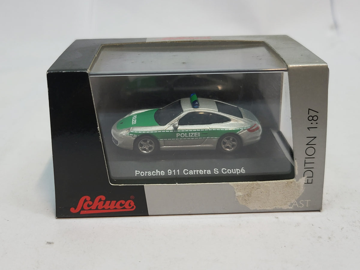 Porsche 911 Carrera S Coupé Polizei Groen/Grijs - Schuco 1:87