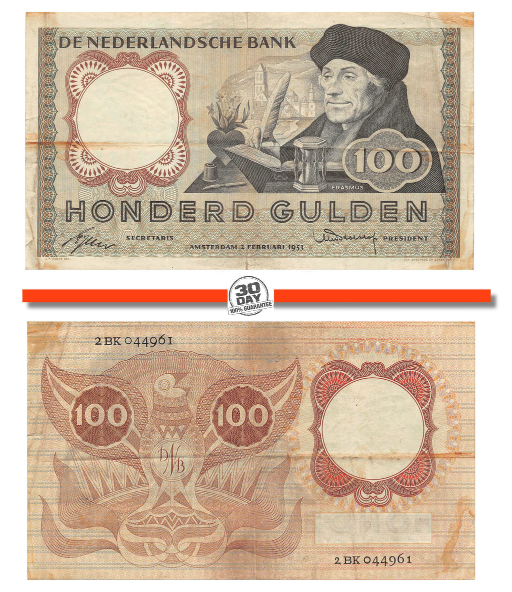 P-088a Nederland 100 Gulden 1953 Erasmus 121-1