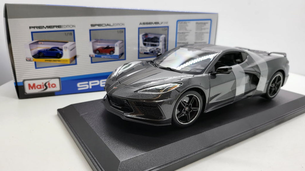 Maisto Chevrolet Corvette C8 Stingray Metallic Donkergrijs 2020 - Schaal 1:18