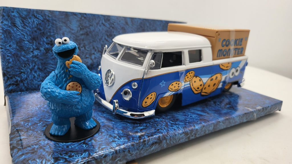 Jada Toys Volkswagen Bus T1 PickUp Cookie Monster Blauw 1963 - Schaal 1:24