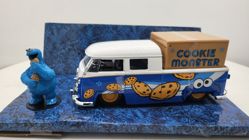 Jada Toys Volkswagen Bus T1 PickUp Cookie Monster Blauw 1963 - Schaal 1:24