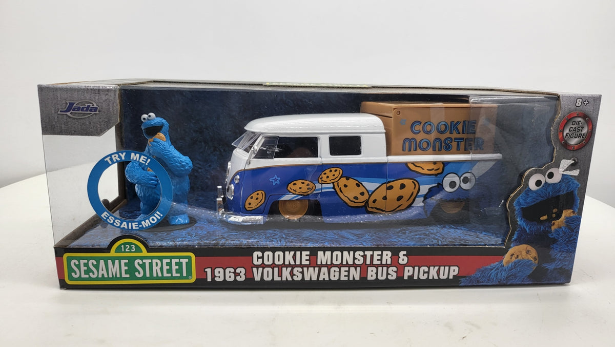 Jada Toys Volkswagen Bus T1 PickUp Cookie Monster Blauw 1963 - Schaal 1:24
