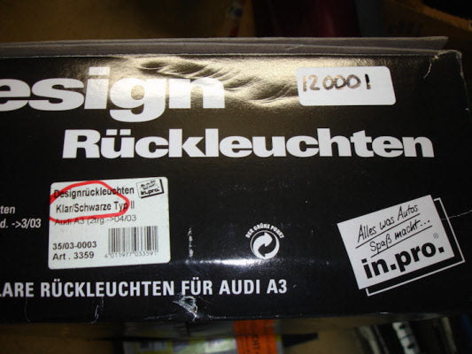 Audi A3 1996-03/2003 Achterlichtset Zwart In-Pro