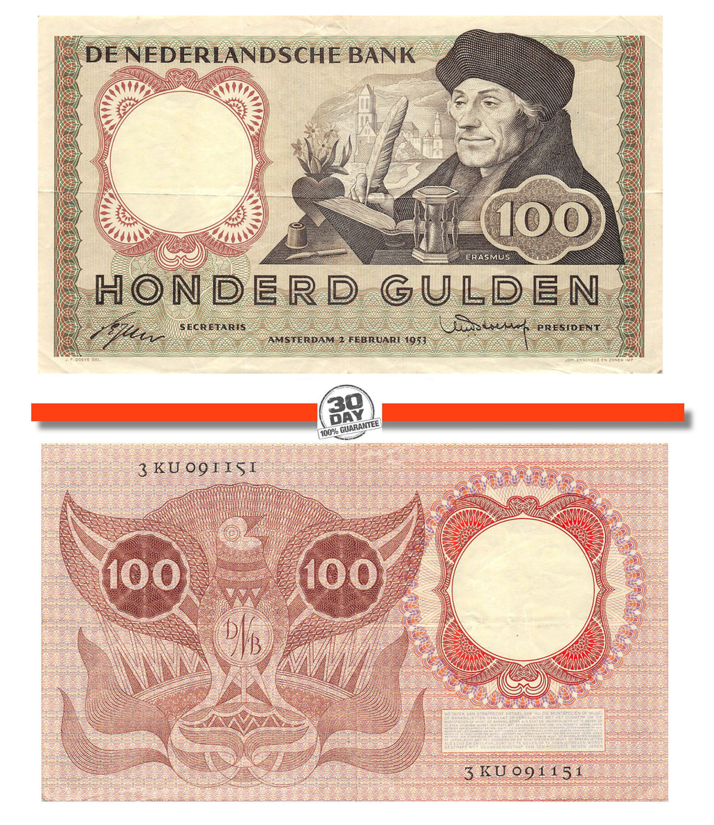 P-088a Nederland 100 Gulden 1953 Erasmus 121-1