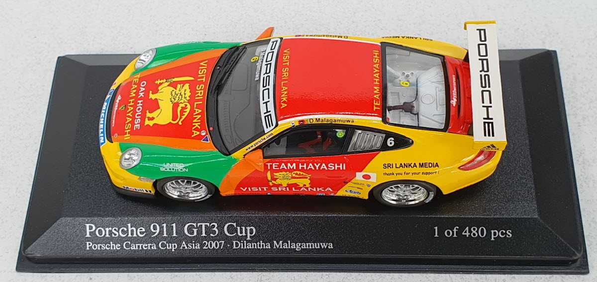 Minichamps Porsche 911 GT3 Cup Carrera Cup Asia 2007 D. Malagamuwa - Schaal 1:43