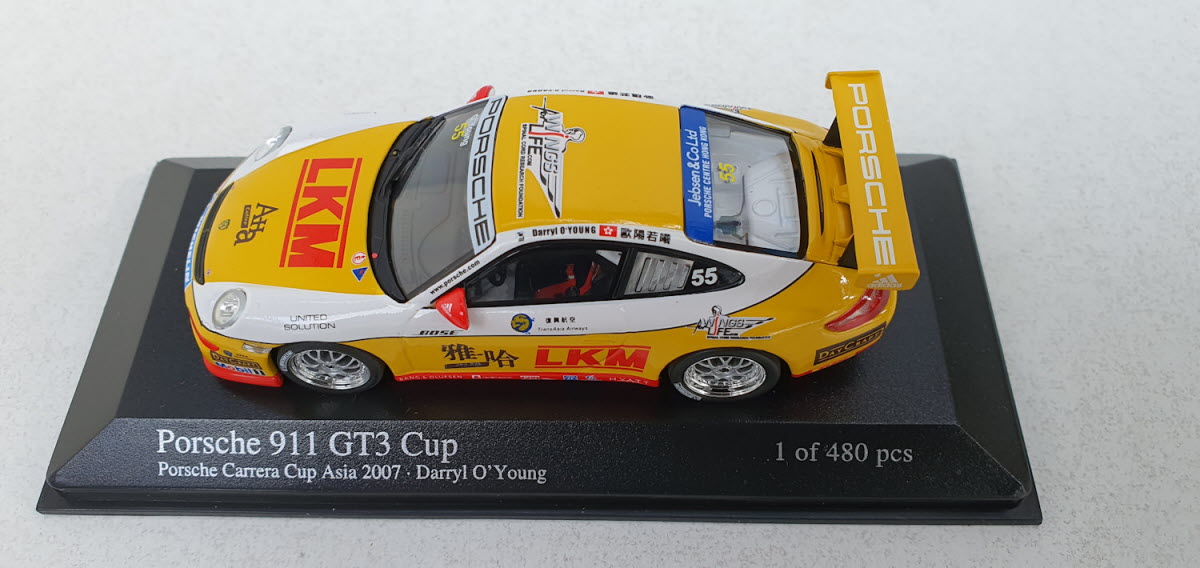 Minichamps Porsche 911 GT3 Cup Carrera Cup Asia 2007 D. O'Young - Schaal 1:43