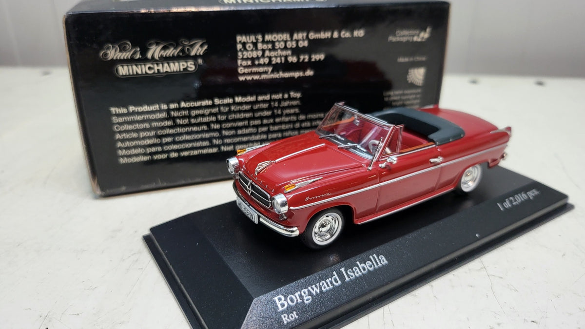 Minichamps Borgward Isabella Cabriolet 1959 – donkerrood – 1:43 – 2.016 stuks