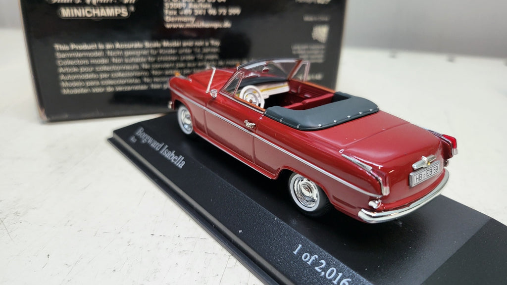 Minichamps Borgward Isabella Cabriolet 1959 – donkerrood – 1:43 – 2.016 stuks