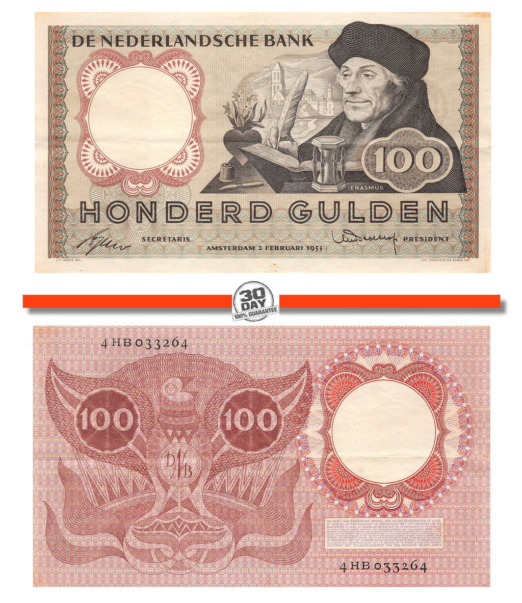 P-088a Nederland 100 Gulden 1953 Erasmus 121-1
