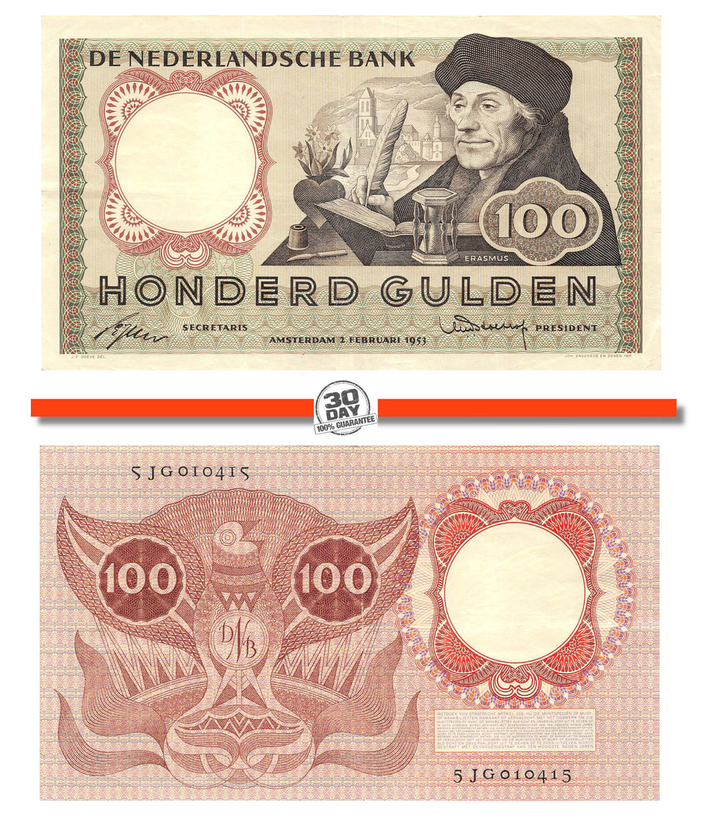 P-088a Nederland 100 Gulden 1953 Erasmus 121-1