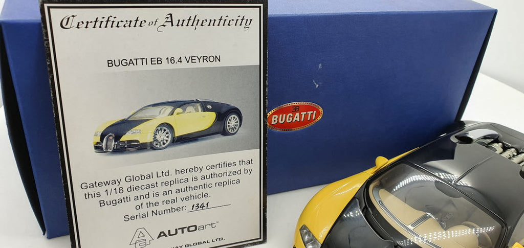 Bugatti EB 16.4 Veyron Showcar Zwart/Geel - AutoArt 1:18