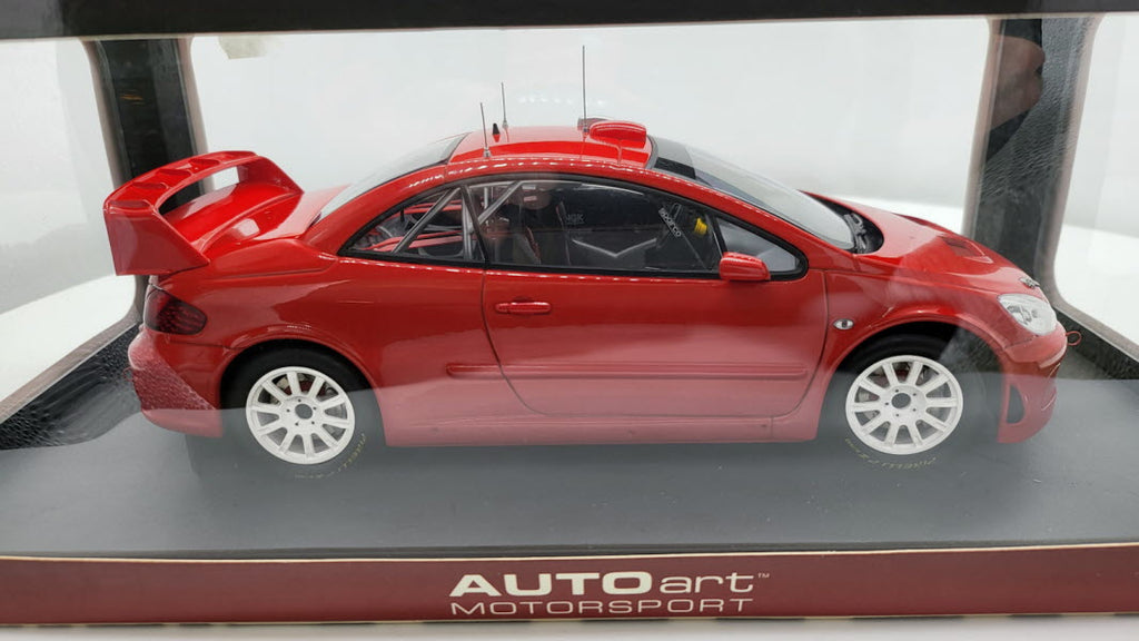 AutoArt: Peugeot 307 WRC Plain Body Version Rood (2005) - Schaal 1:18