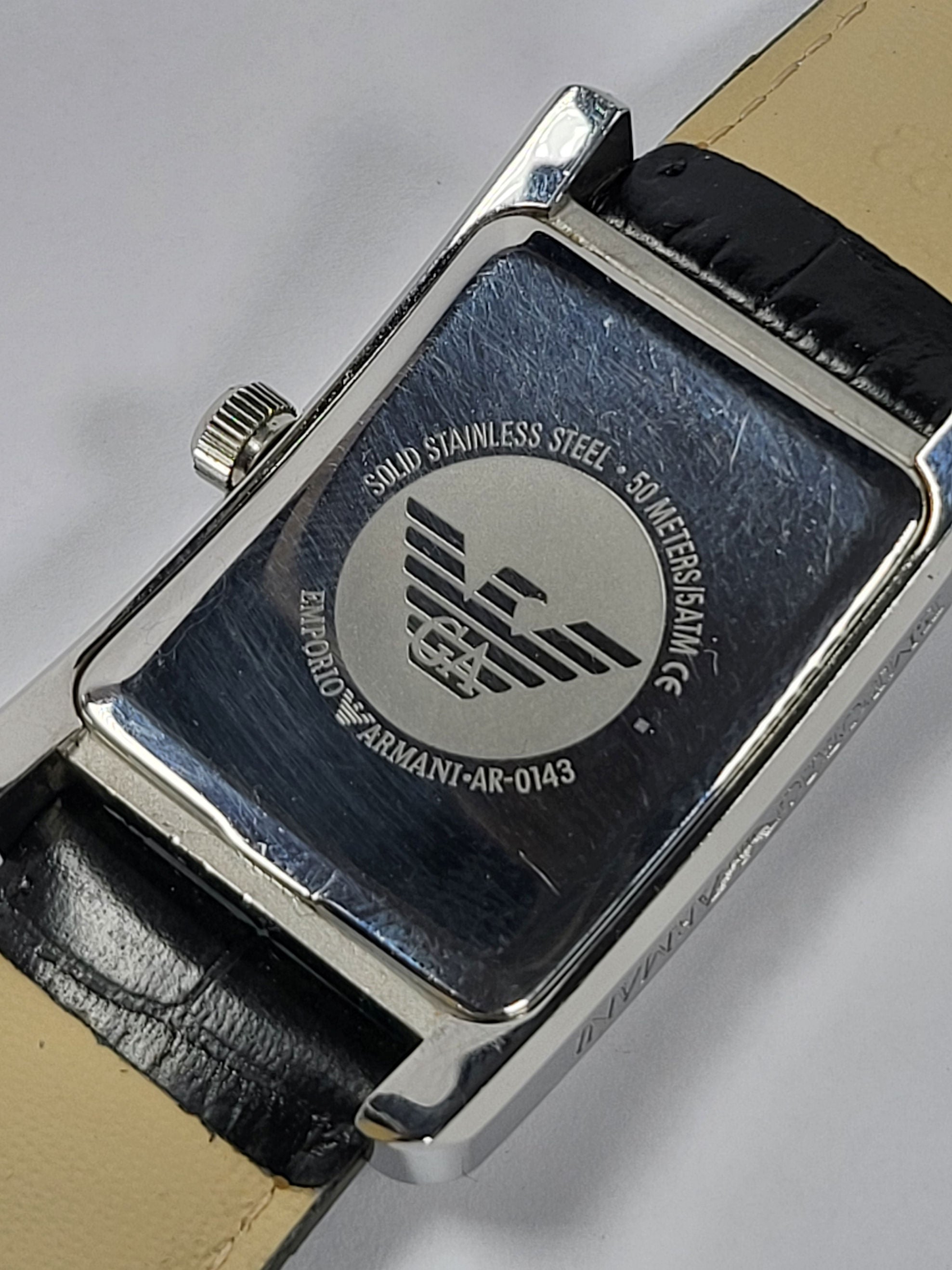 Emporio Armani horloge met zwarte wijzerplaat en zwarte leren band voor heren - AR0143